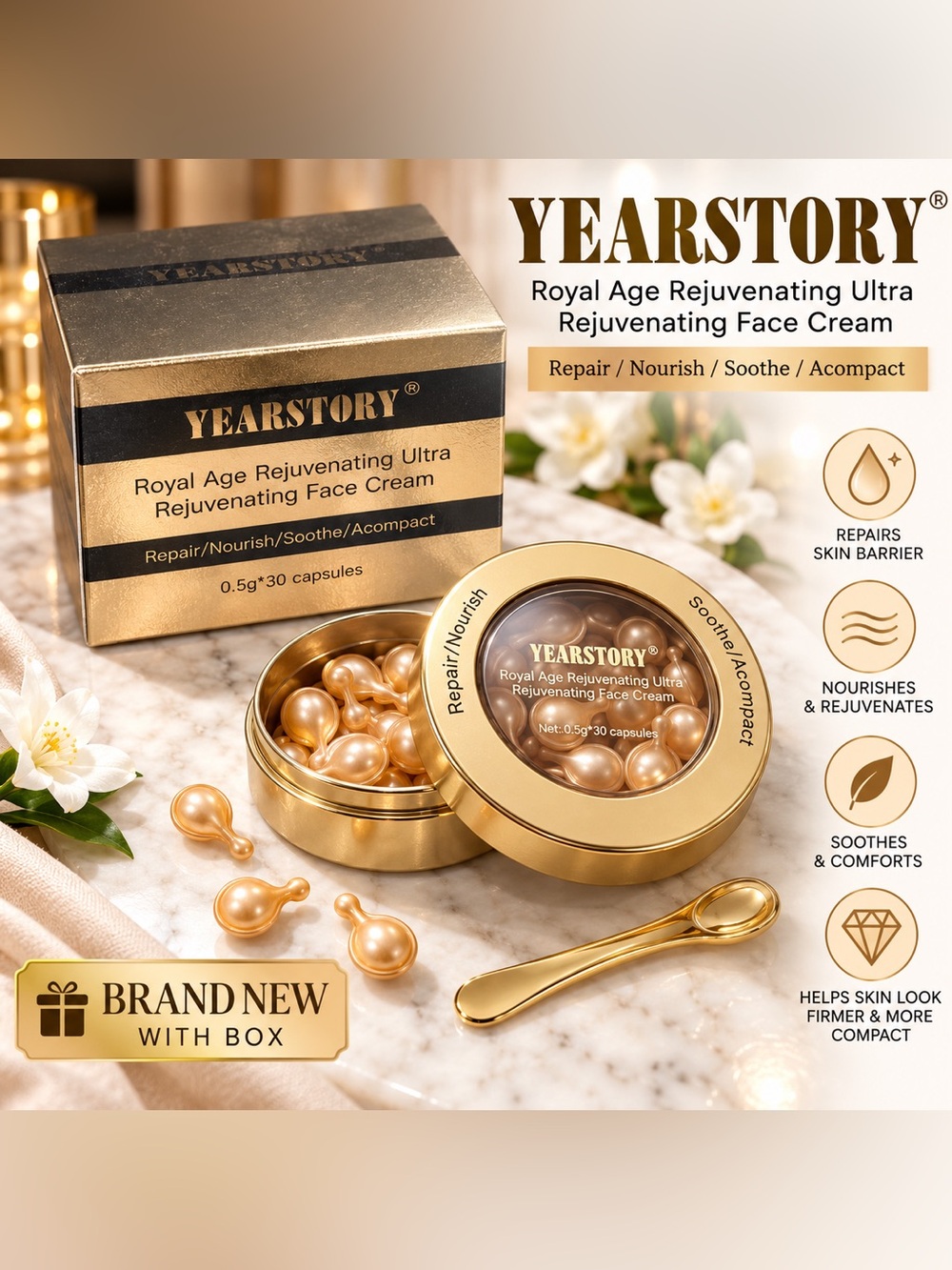 YEARSTORY Royal Age Rejuvenating Face Cream Capsules — Gold